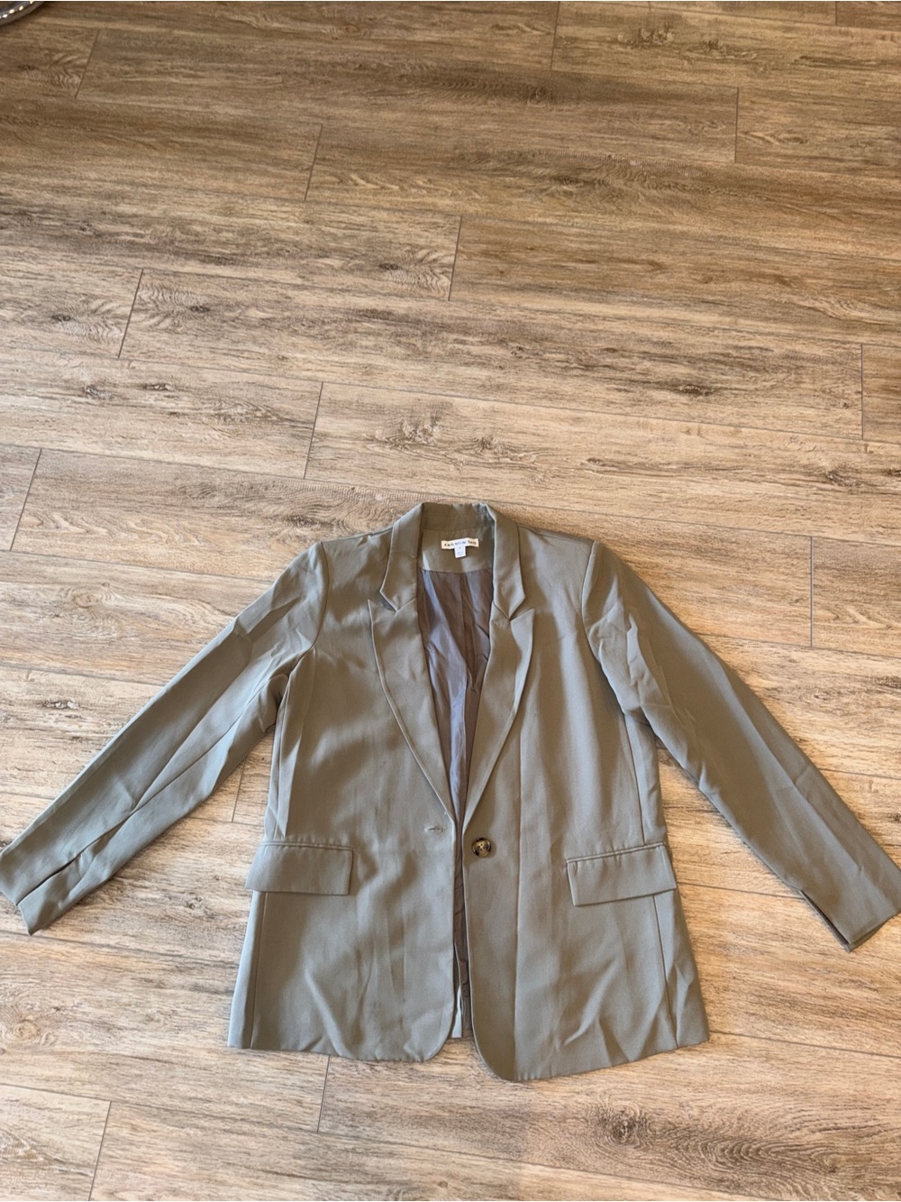 Womens Olive Single-Button Blazer Jacket